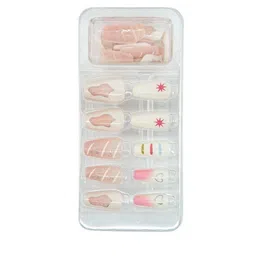 LICK Set Of 30 Glossy Printed Press On Artificial Nails - White image 2
