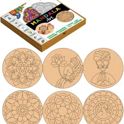 Lippan Art MDF Art Painting DIY Kit Mandala Art Kit for Kids 6-12(M101)(4Inch)-image-86
