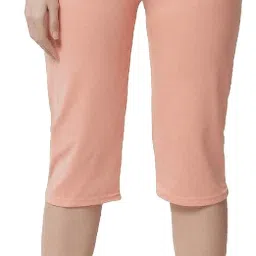 Anixa Women's Peach Cotton Plain Capri Women Beige Capri-image-3