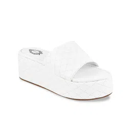 Shoetopia Textured Open Toe Flatform Heels image 4