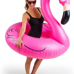 Flamingo Inflatable Pool Floats, Pool Tubes Swimming Ring Pink Pool Float Inflatable Swimming Safety Tube-12
