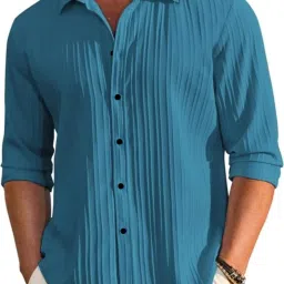 Men Regular Fit Self Design Spread Collar Casual Shirt-image-73
