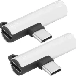 KAELAN Silver Silver USB C & 3.5mm Audio 2Pcs USB-C Aux Conveter & Charging Female C Port Phone Converter-image-8