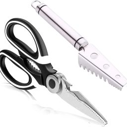 Fish Scale Remover ,Steel Fish Scraper & Kitchen Scissor - Fish Cleaning Tools, Fish Scaler-image-7