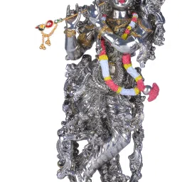Decorative Silver Plated Krishna Ji Showpiece Ideal for Home & Office Decor Decorative Showpiece-35.5 cm-image-60