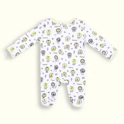 Born Babies Cotton Printed Zipper Romper-Yellow-image-6