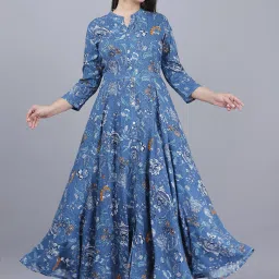 Women Gown Blue Ankle Length Dress-image-132