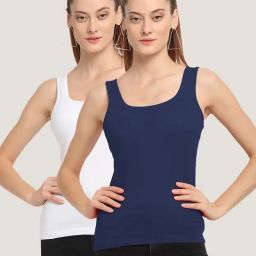 Women White, Dark Blue Camisole-image-34