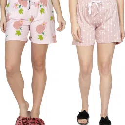 Pack of 2 Printed Women Multicolor Boxer Shorts, Casual Shorts, Night Shorts, Regular Shorts, Beach Shorts-image-54
