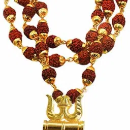 Panchmukhi Rudraksha Mala Beads Brass, Wood Silver Plated Silver Chain-image-44