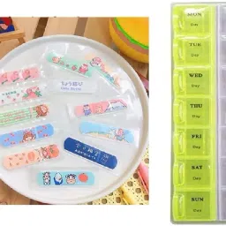 Cartoon Printed Bandage for Kids AND DOUBLE LAYER Pill Storage COMBO DOUBLE LAYER PILL BOXES Pill Box-22