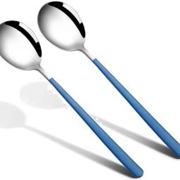 Round Head Dinner Spoon for Rice (blue; pack of 2) Stainless Steel Tea Spoon Set-40