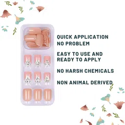 LICK 12 Pcs Beige French Manicure Artificial Reusable Press On Nails With Application Kit image 4
