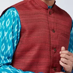 VASTRAMAY Men Abstract Printed Kurta with Pyjamas & Nehru Jacket image 5