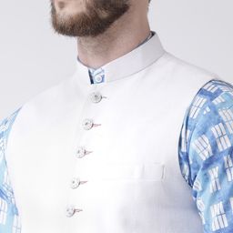 Hangup Men Printed Pure Cotton Kurta with Pyjama & With Nehru jacket image 2