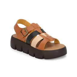 El Paso Colourblocked Open Toe Flatform Heels With Backstrap image 3