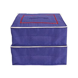 Kuber Industries Set Of 2 Blue Printed Saree Organisers-70