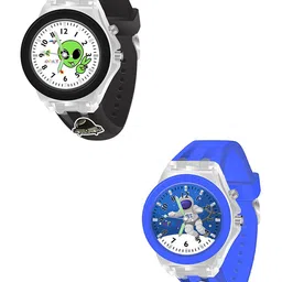 Spiky Kids Set Of 2 Printed Dial Analogue Multi Function Watch Combo_Space_Astro image 3