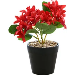UMAI Red Trident Artificial Flower With Pot image 2