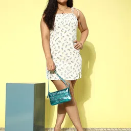 Berrylush Curve Plus Size Floral Print Tie-Up Neck Crepe A-Line Mini Dress-picture-15