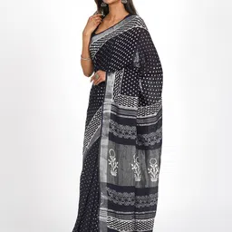 TEEJH Zari Linen Block Print Saree image 4