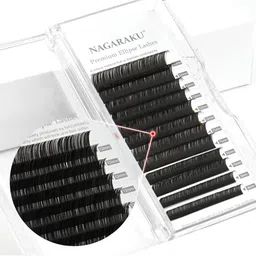 NAGARAKU Black Flat Ellipse Split Tips Shaped 12 Rows False Eyelashes - Curl D - 0.20/8-15 image 5