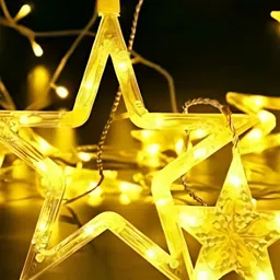 SPARK WORLD Yellow Star Shape LED Curtain Fairy String Lights image 2