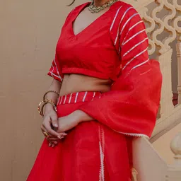 Thread & Button Ready to Wear Lehenga Blouse With Dupatta image 2