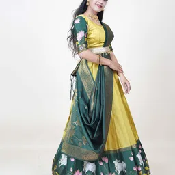 Fabcartz Printed Semi-Stitched Lehenga & Unstitched Blouse With Dupatta image 2