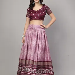 BAESD Printed Semi-Stitched Lehenga & Unstitched Blouse With Dupatta image 2