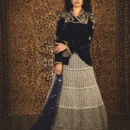 Nikita Vishakha Embroidered Sequinned Made to Measure Lehenga & Blouse With Dupatta image 5