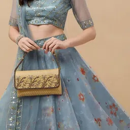 BAESD Embroidered Thread Work Semi-Stitched Lehenga & Unstitched Blouse With Dupatta image 2