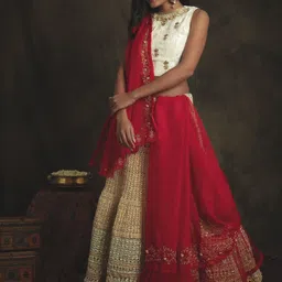 Nikita Vishakha Embroidered Thread Work Made to Measure Lehenga & Blouse With Dupatta image 3