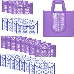 Pack of 24 Smile Foldable Shopping Bags For Women | Purple & White Blue Pack of 24 Grocery Bags-25