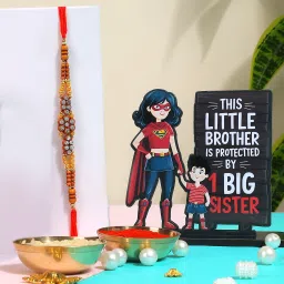 Designer TS-ThisLittle Assorted Showpiece, Rakhi, Chawal Roli Pack Set-13