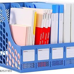 Bhaktinandan Art 4 Compartment File & Stationery Holder Rack, Multifunction Mesh Plastic File Holder Stand Organizer, Desktop Organizers, Pen Holder, Magazine, Paper, Document Container for Home & Office-17