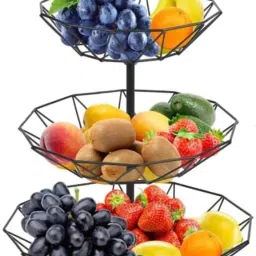 3 Tier Countertop Fruit Vegetable Snacks Storage Bowl for Kitchen Dining Table Iron Fruit & Vegetable Basket-image-36
