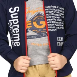 BAESD Boys Typography Printed Stand Collar Lightweight Open Front Jacket image 2