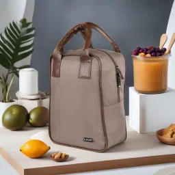 Mink Grey PVC Coated Fabric Insulated Tiffin bag/Lunch Bag For Men & Women Waterproof Lunch Bag-image-4