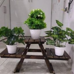 Wooden Flower pot stand wood container & Vase stand pot stand wood 3 portion shelves flower pots stand Balcony flower pot stand Plant Container Set Plant Container Set-picture-21