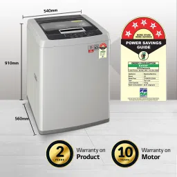 lg 7 kg 5 Star with Smart Inverter Technology, TurboDrum and Smart Diagnosis Fully Automatic Top Load Silver image 5