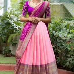Self Design Semi Stitched Lehenga Choli-image-1