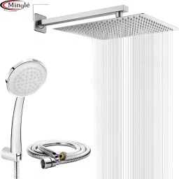 Mingle Ultra Slim Shower 10 Inch With 12 inch Square Arm (Full Round Hand Shower) Rain Shower Rainfall-20