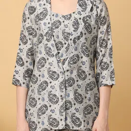 Cora Printed Shoulder Straps Crop Top & Trouser With Blazer image 4