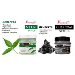 FEELHIGH Set of Neem & Charcoal Face Scrub - 500 ml Each image 3