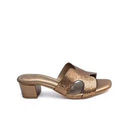 Dapper Feet-Fancy Nancy Textured Open Toe Block Heels image 2