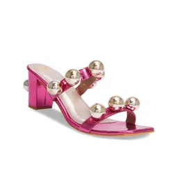 THE WHITE POLE Embellished Open Toe Block Heels image 4