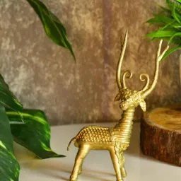 sowpeace The Deer On Feet Gold Brass Figurine-picture-0
