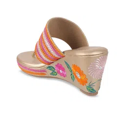 Mochi Embroidered Open Toe Wedge Heels image 3
