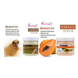 FEELHIGH Set of Papaya & Gold Face Scrub - 500 ml Each image 3